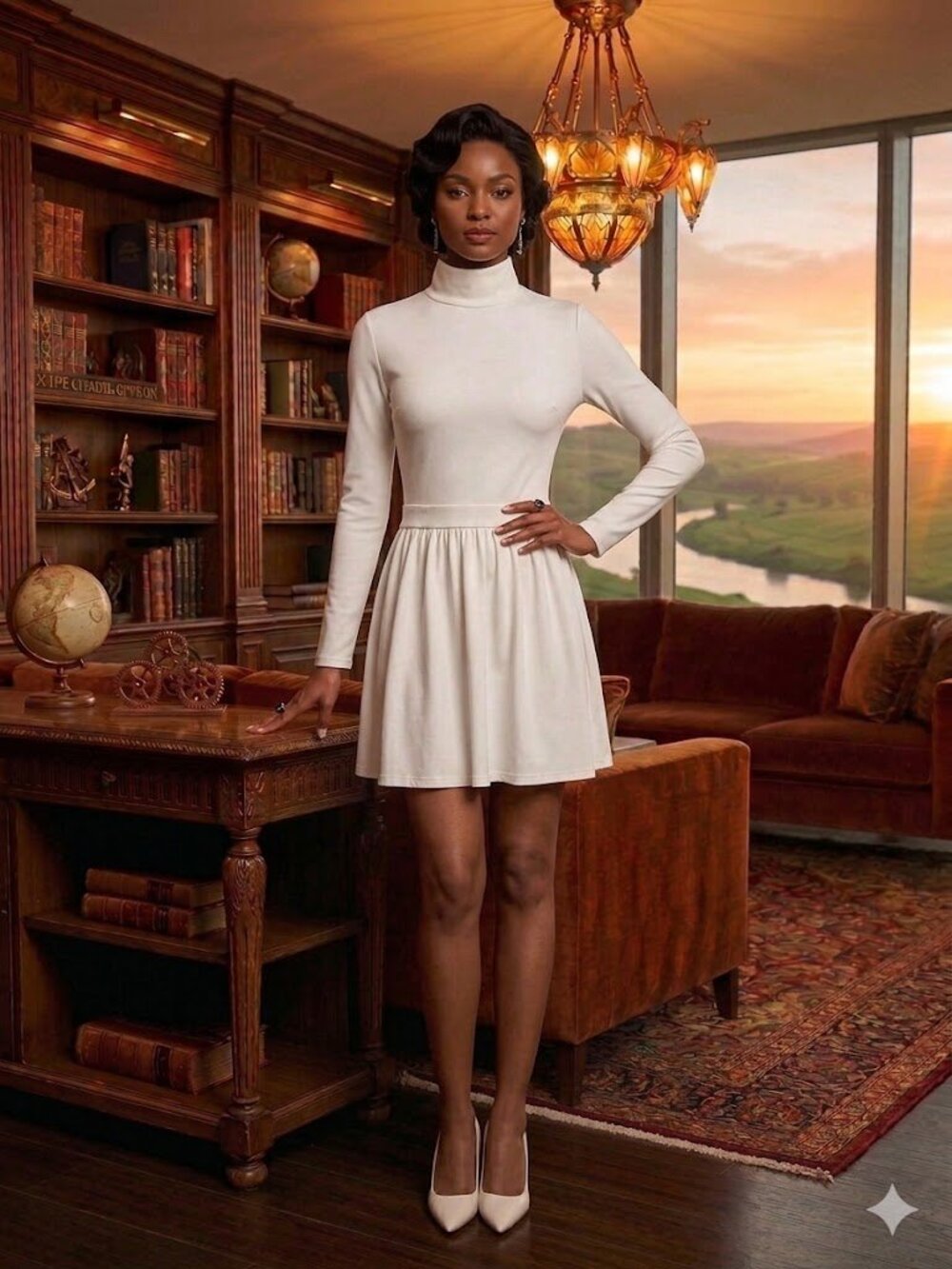 Alice + Olivia White Long-Sleeve Turtleneck Dress NWT Size 6